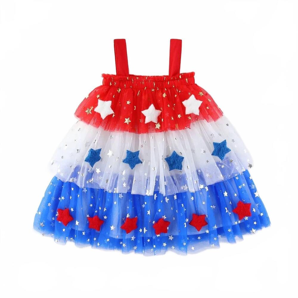 NEW LITTLE TRENDY girls tiered tulle tutu dress in stars